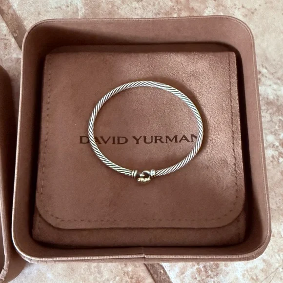 David Yurman Silver Bracelet with Gold Heart Charm - Picture 3 of 9